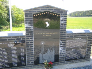 Memorial to Co. E, 506 PIR 101 Airborne on the outskirts of Bastogne on the road to Foy